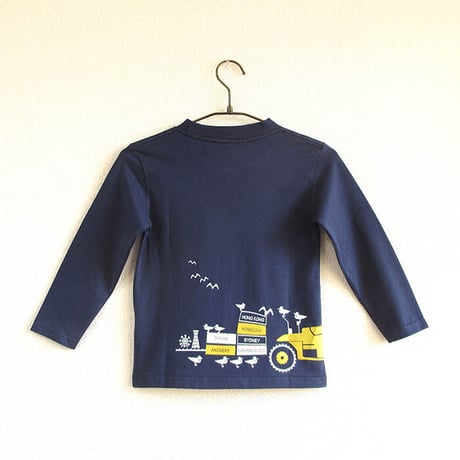 こども長袖Tシャツ　ブルー （フォークリフト）