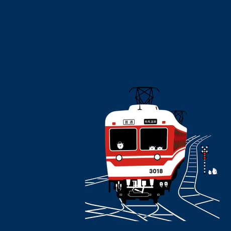 こどもＴシャツ　ブルー（神戸電鉄コラボ 3000系と5000系）