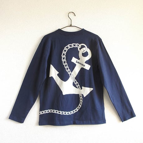 ★サイズ限定★おとな長袖Tシャツ　ブルー （大小イカリ）