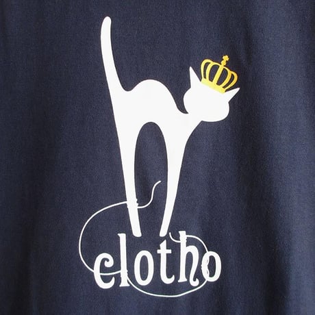 カフェクロトコラボ  おとな半袖Tシャツ　ブルー （クロト猫）