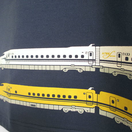 おとなTシャツ　ブルー（新幹線N700S＆ドクターイエロー）