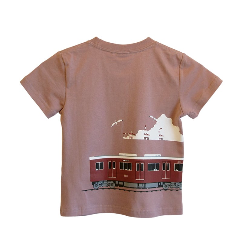 こどもTシャツ グレイッシュピンク（阪急電車2000系） | UMIKIRIN（海