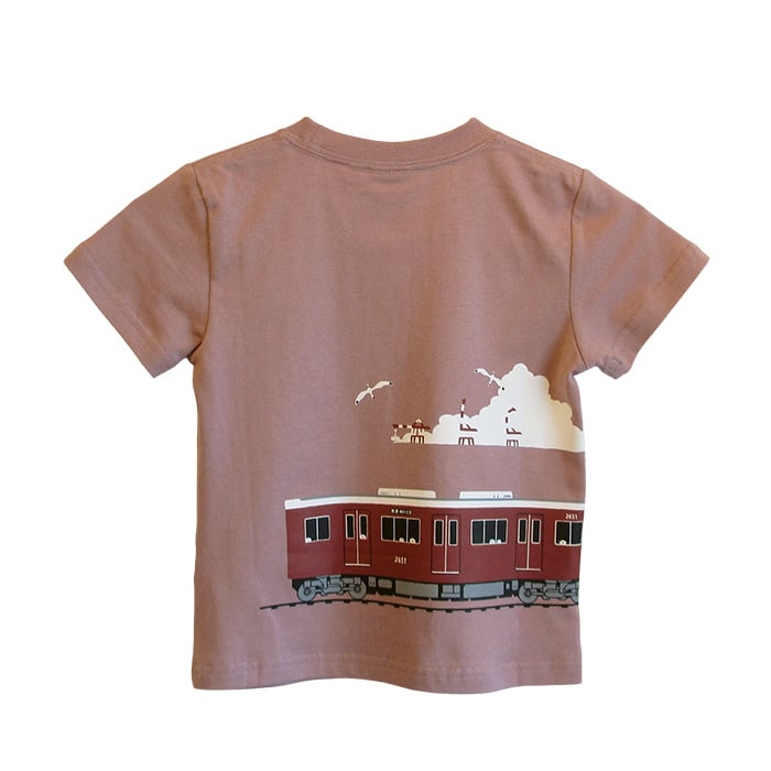こどもTシャツ グレイッシュピンク（阪急電車2000系） | UMIKIRIN（海