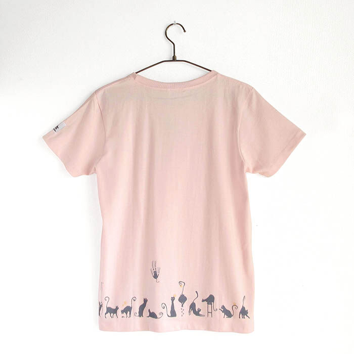 カフェクロトコラボ おとな半袖Tシャツ ベビーピンク （クロトの猫達 