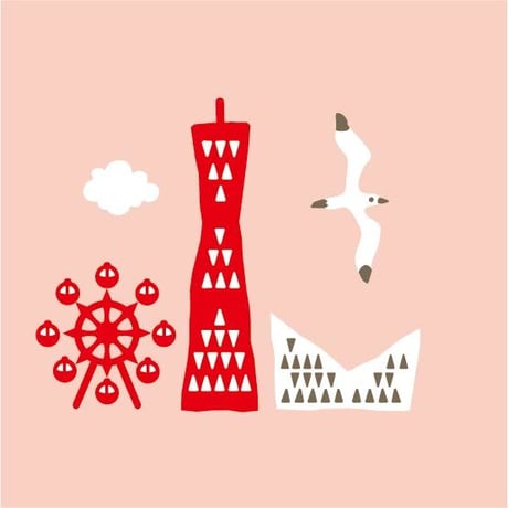 刺しゅう今治タオルハンカチ　ピンク　（メリケンパーク）
