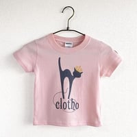 ★サイズ限定★カフェクロトコラボ こども半袖Tシャツ　ベビーピンク （クロト猫）