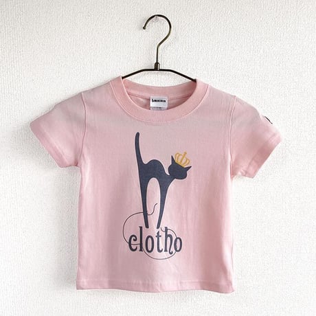 ★サイズ限定★カフェクロトコラボ こども半袖Tシャツ　ベビーピンク （クロト猫）