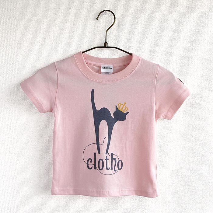 カフェクロトコラボ こども半袖Tシャツ ベビーピンク （クロト猫 