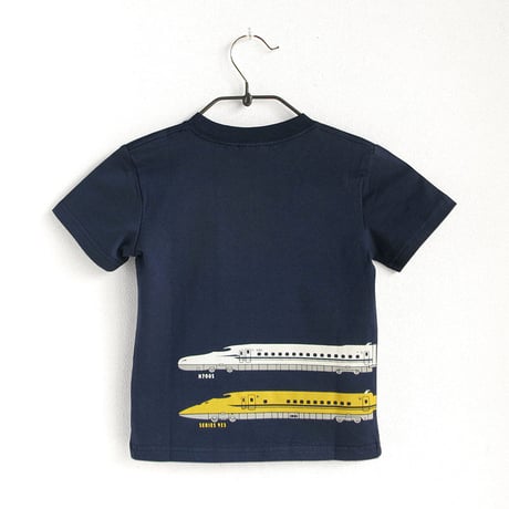 こどもTシャツ　ブルー（新幹線N700S＆ドクターイエロー）
