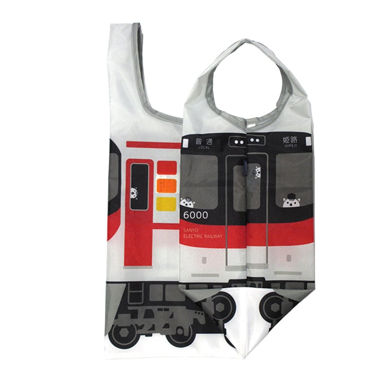 コンビニエコバッグ（山陽電車6000系：リフレクター付）ライトグレー