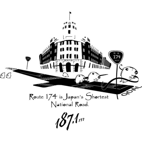 ジップトートバッグ　ナチュラル（日本一短い国道174号線）