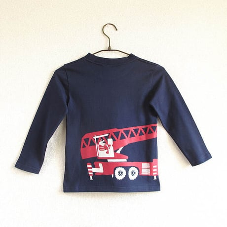 神戸市消防局コラボこども長袖Tシャツ　ブルー （はしご車）