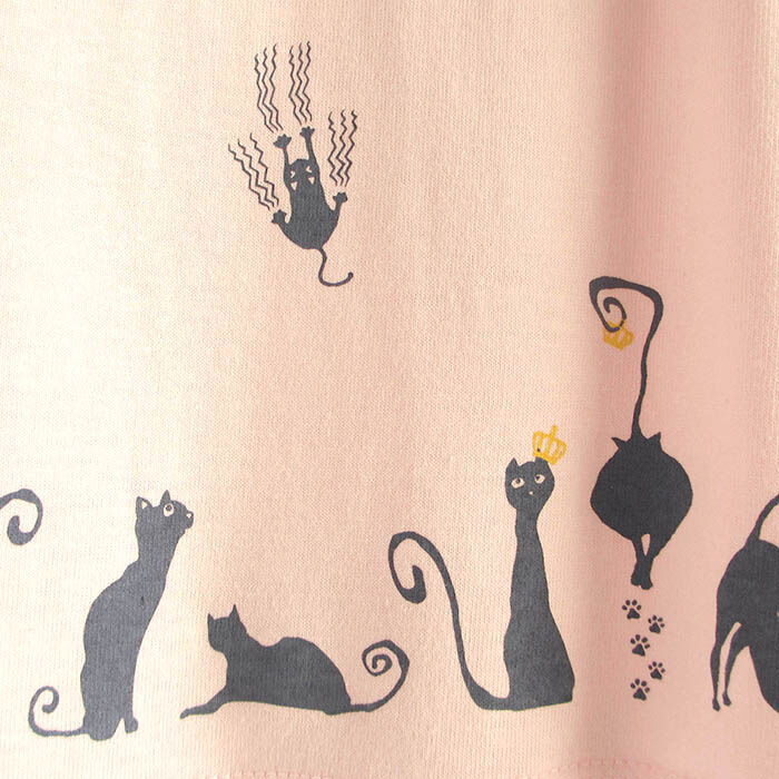 カフェクロトコラボ おとな半袖Tシャツ ベビーピンク （クロトの猫達 