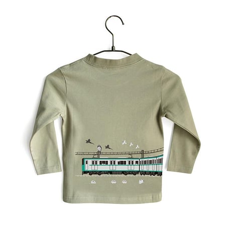 神戸市交通局コラボ　こども長袖Tシャツ　シーグリーン（地下鉄西神・山手線6000形）