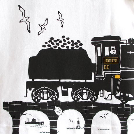 こどもTシャツ　ホワイト（蒸気機関車Ｄ５１）