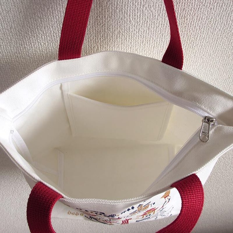 ジップミニトートバッグ（高島帆布）オフホワイト（旅するマチルダ