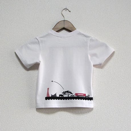 こどもTシャツ　ホワイト（サバンナ＆ガントリークレーン）