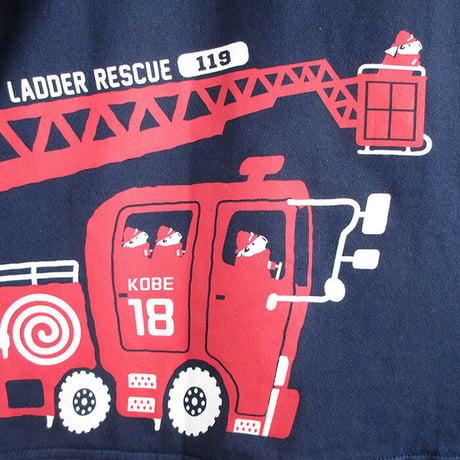 神戸市消防局コラボおとな長袖Tシャツ　ブルー （はしご車）