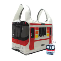 コンビニエコバッグ（山陽電車6000系：リフレクター付）ライトグレー×レッド