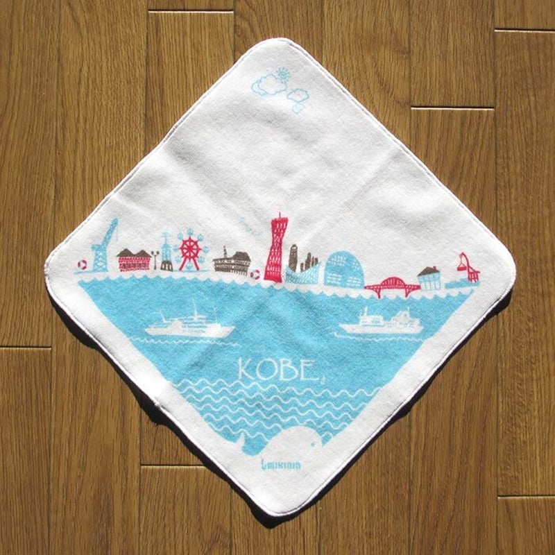 日本代表 ハンカチ タオルハンカチ（今治産）オフホワイト （海 神戸） | UMIKIRIN（海