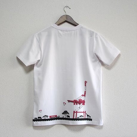 おとなTシャツ　ホワイト（サバンナ＆ガントリークレーン）