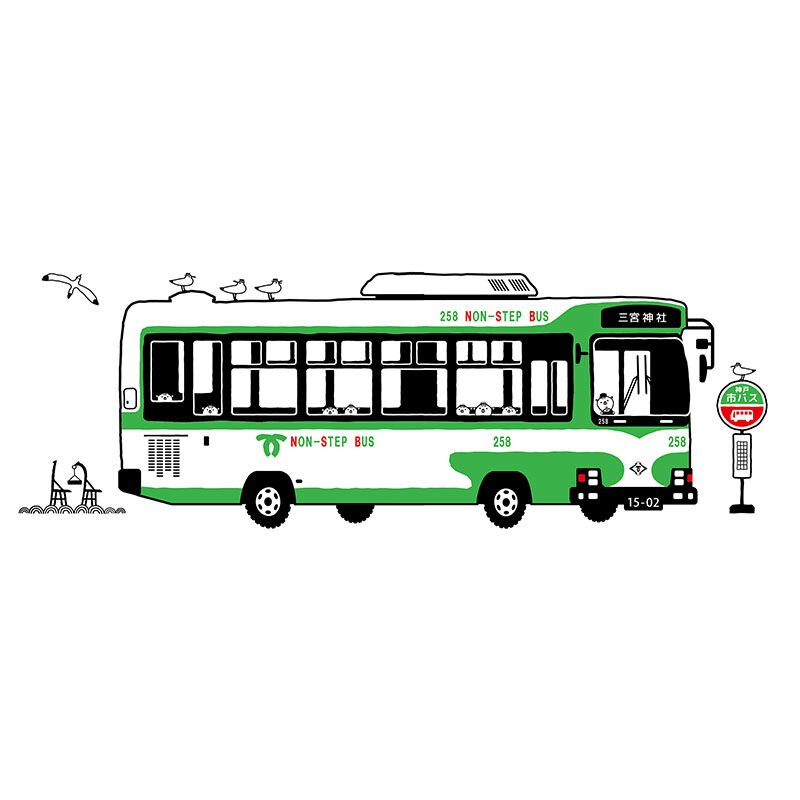 神戸市交通局コラボ こどもTシャツ ホワイト（神戸市バス） | UMIKIRIN