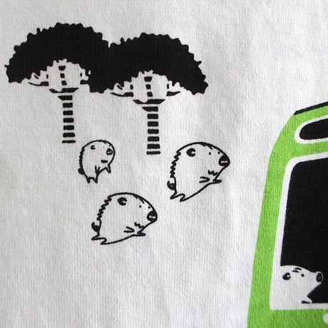 ★150cmのみ★こどもTシャツ　ホワイト（摩耶山のレトロケーブルカー）
