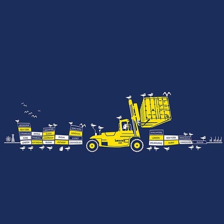 おとなTシャツ　ブルー（フォークリフト）