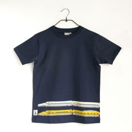 おとなTシャツ　ブルー（新幹線N700S＆ドクターイエロー）