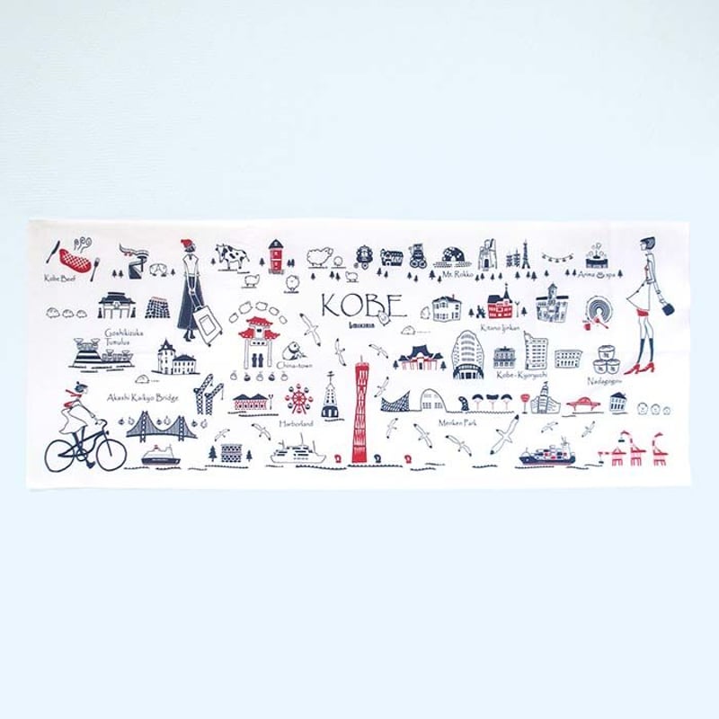 手ぬぐい （旅するマチルダ 神戸） | UMIKIRIN（海キリン）