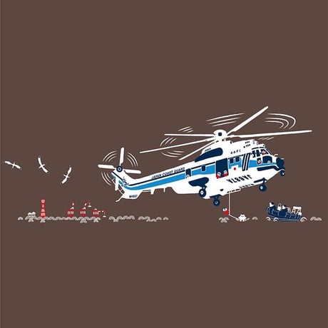 第五管区海上保安本部コラボ おとなTシャツ　ブラウン（ヘリコプターみみずく）