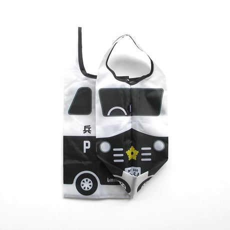 コンビニエコバッグ（兵庫県警察コラボ  パトカー：リフレクター付）　ホワイト×黒