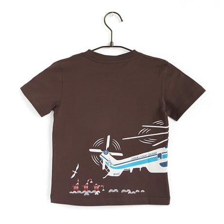 第五管区海上保安本部コラボ こどもTシャツ　ブラウン（ヘリコプターみみずく）