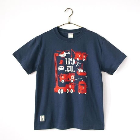 神戸市消防局コラボおとなTシャツ　ブルー （消防車両）