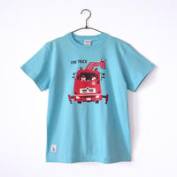 神戸市消防局コラボおとなTシャツ　アクアブルー （はしご車  前）