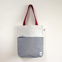 ジップトートバッグ （高島帆布）オフホワイト（ウミキリンボーダー）
