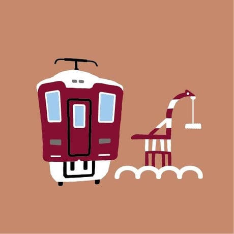 刺しゅう今治タオルハンカチ　ライトブラウン　（阪急電車）