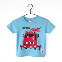 神戸市消防局コラボこどもTシャツ　アクアブルー （はしご車）