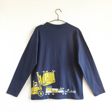 おとな長袖Tシャツ　ブルー （フォークリフト）