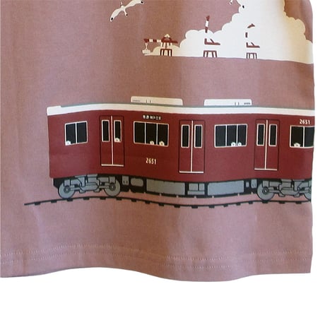 こどもTシャツ　グレイッシュピンク（阪急電車2000系）