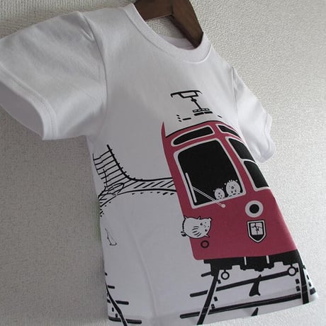 ★150cmのみ★こどもTシャツ　ホワイト（摩耶山のレトロケーブルカー）
