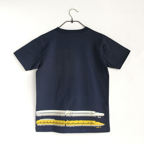 おとなTシャツ　ブルー（新幹線N700S＆ドクターイエロー）