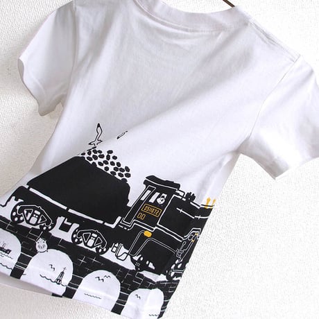こどもTシャツ　ホワイト（蒸気機関車Ｄ５１）