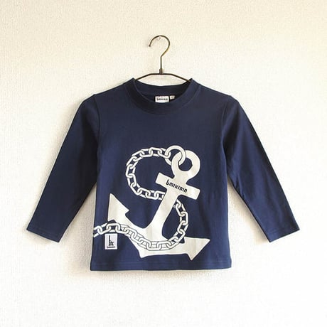 ★サイズ限定★こども長袖Tシャツ　ブルー （大小イカリ）