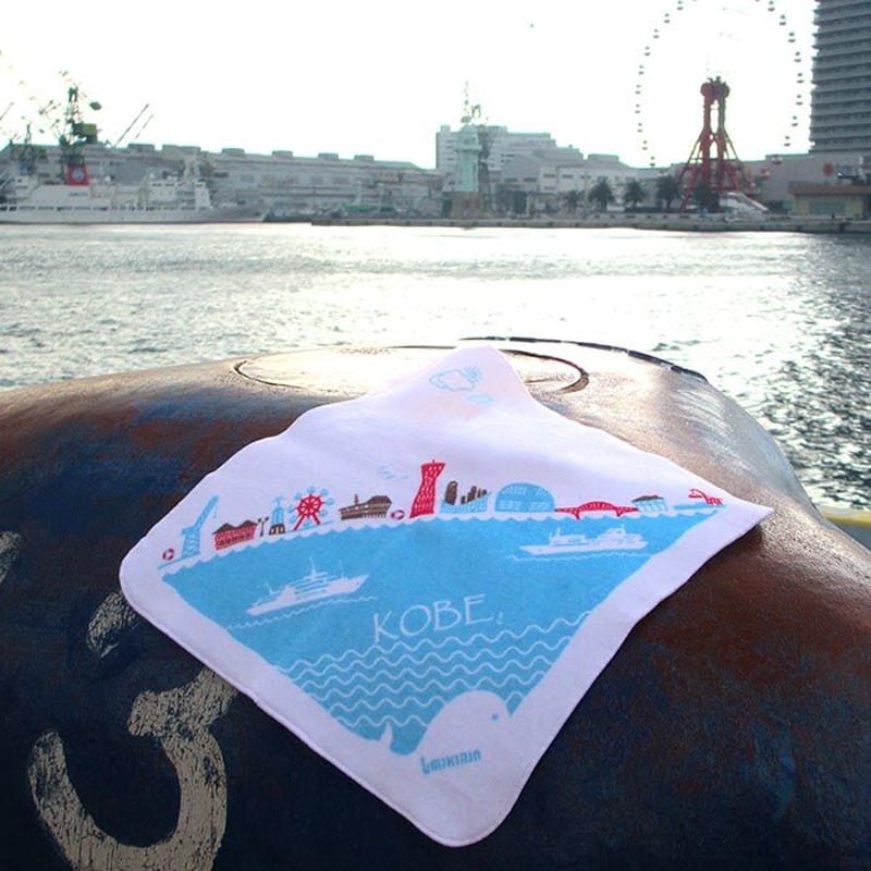 タオルハンカチ（今治産）オフホワイト （海 神戸） | UMIKIRIN（海