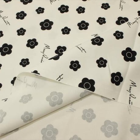 MARY QUANT オックス【10cmあたり】【 生地 マリークヮント マリークワント 花柄 フラワー 英字 ロゴ 国産 ハンドメイド 手芸 手作り生地 布】