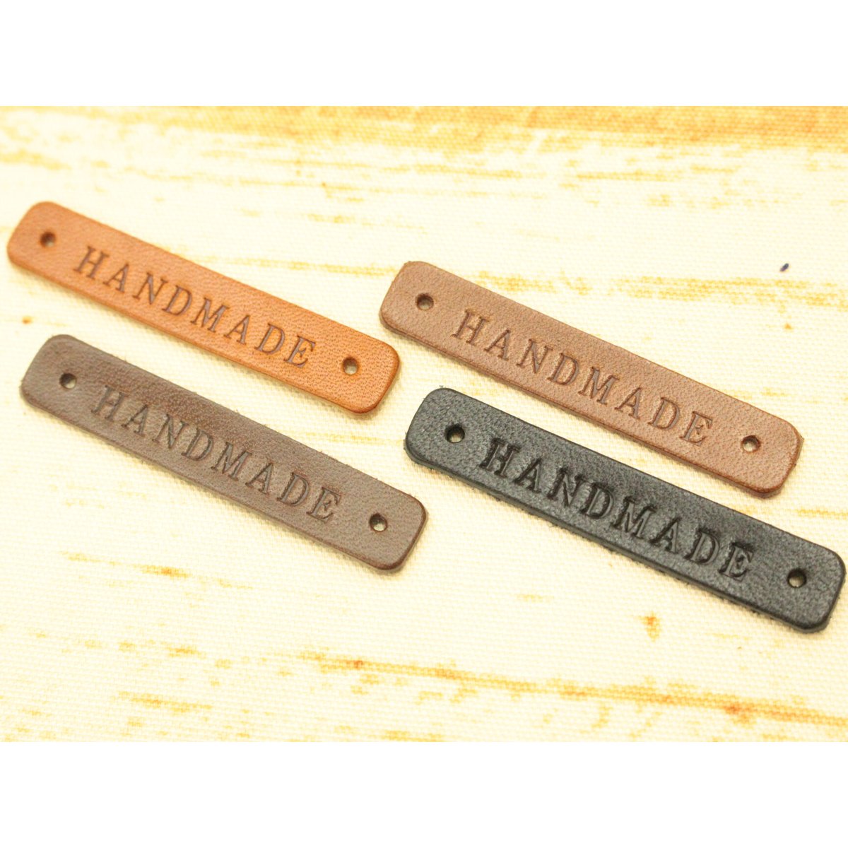 本革タグ「HANDMADE」刻印 4枚入りカシメ付き | 裁縫道具と布の店