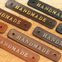 本革タグ「HANDMADE」ゴールド　シルバー　カシメ付き　3枚入り