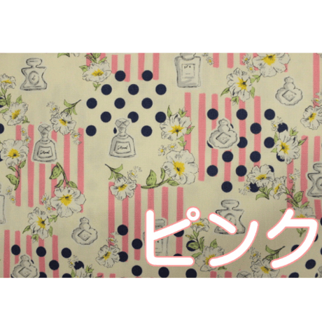 花ストライプ＆ドット 15008【10cmあたり】