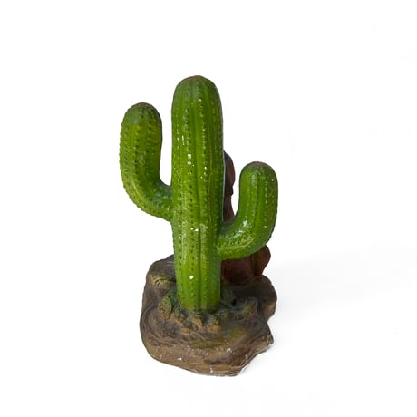 Coyote & Cactus Ceramic Statue